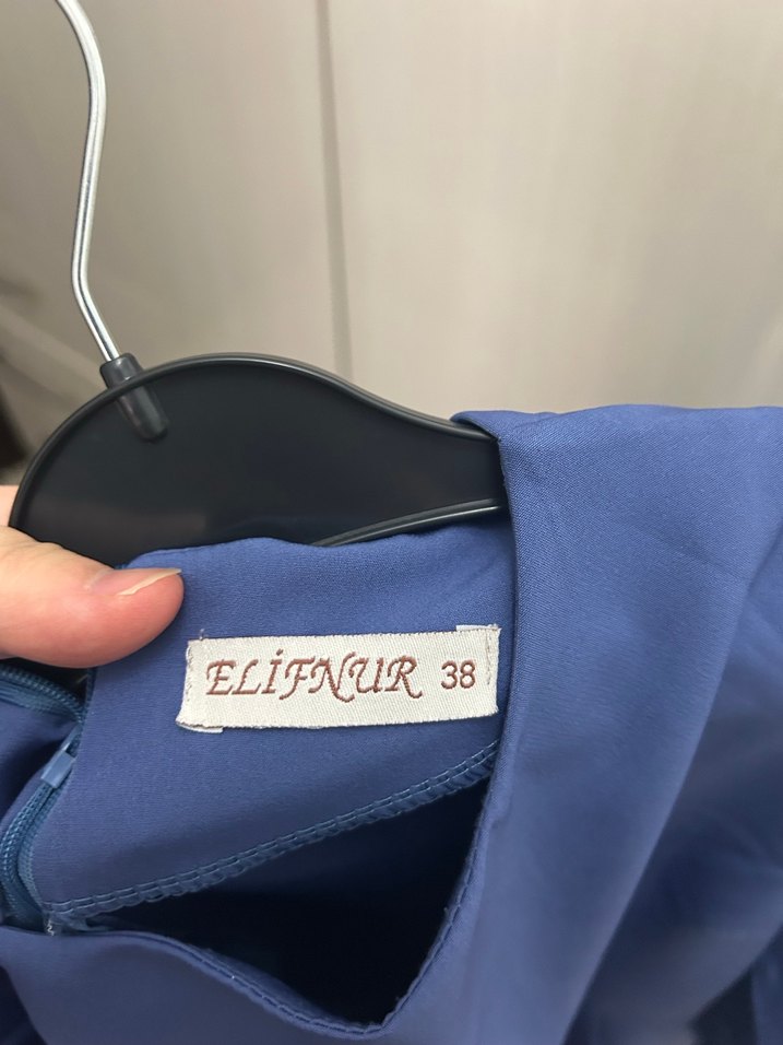 Uzun Kollu Mavi Uzun Elbise - Görsel 3