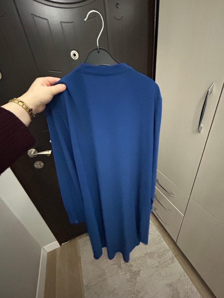 Defacto Düğmeli Uzun Mavi  Tunik - Görsel 2