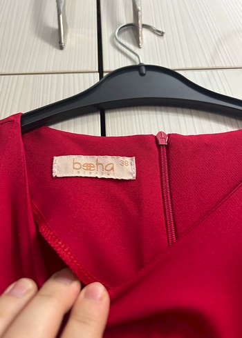 Kırmızı Uzun Kollu Kadın Elbise - Görsel 4