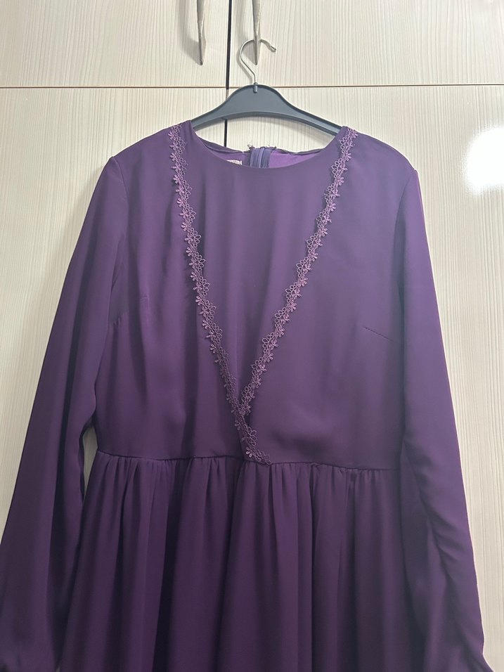 Mor şifon abiye - Görsel 2