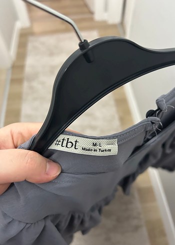 Gri Uzun Fırfırlı Tunik - Görsel 3