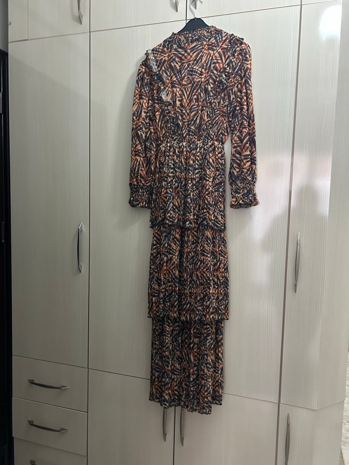 Kadın Çok Renkli Uzun Piliseli Bohem Elbise - Görsel 2