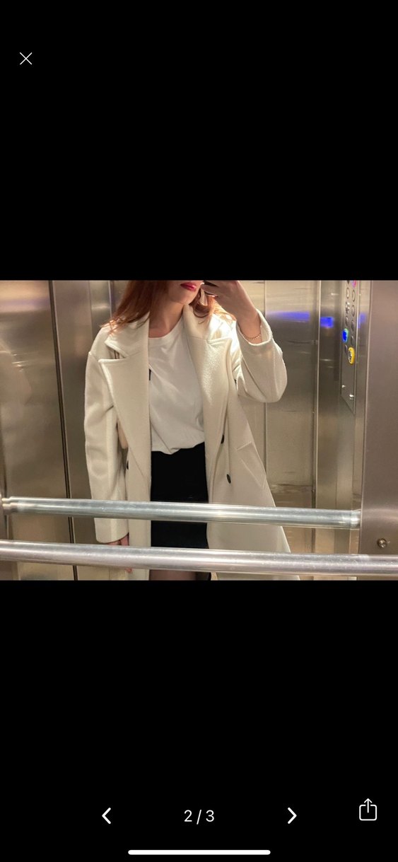 Beyaz Midi bershka kaban - Görsel 2