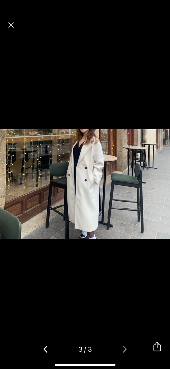 Beyaz Midi bershka kaban - Görsel 3