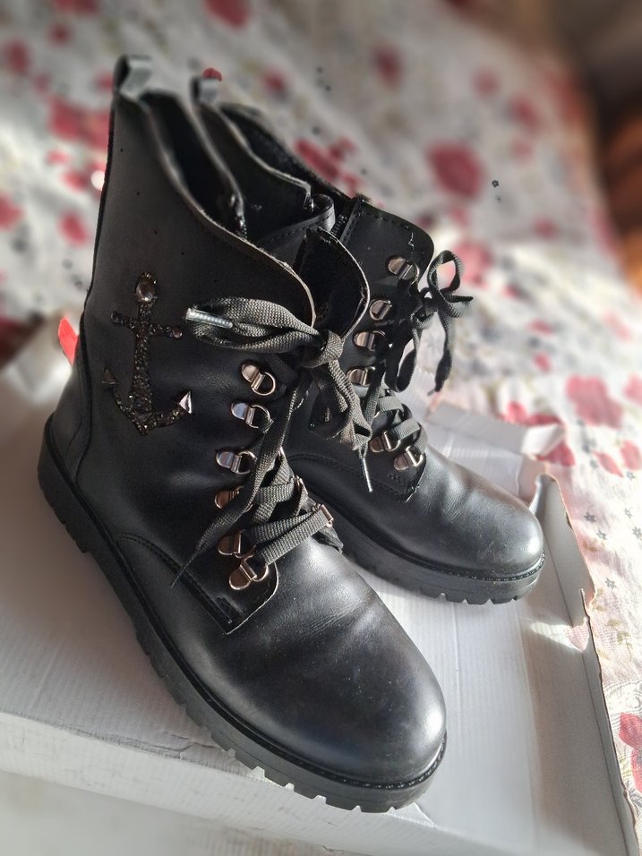 Siyah Deri Yüksek Topuklu Punk Bot - Görsel 4