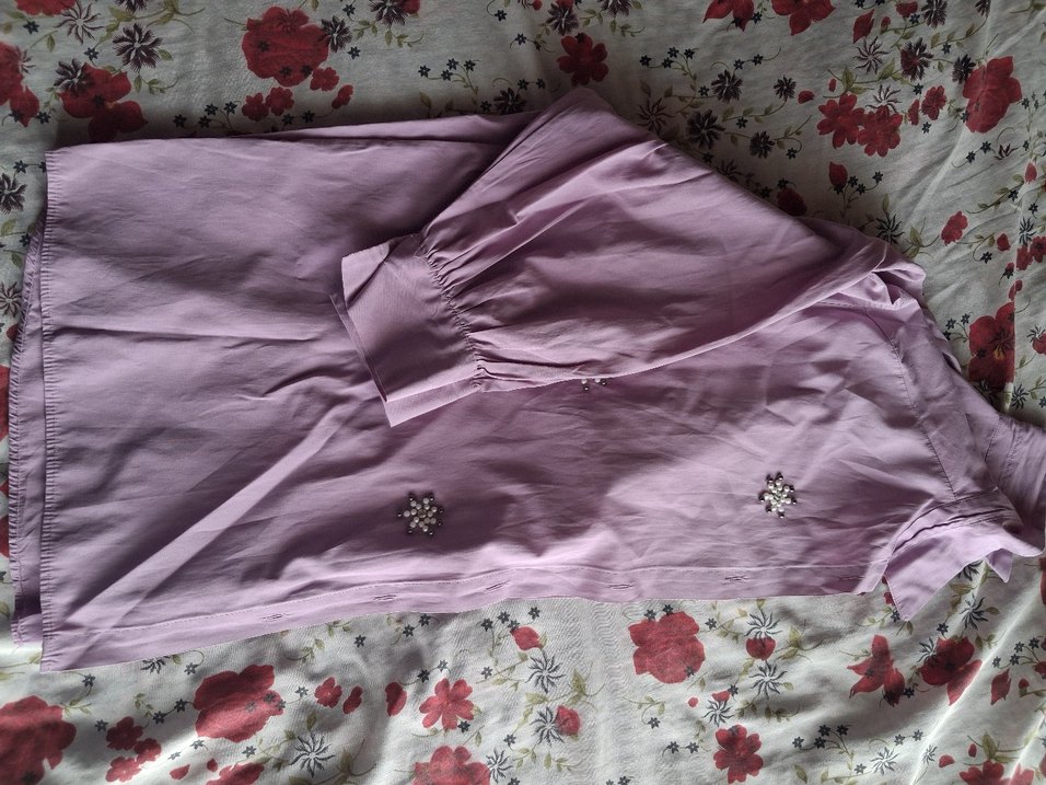 Düğmeli, Nakışlı, Pembe Keten Kadın Gömlek - Görsel 2