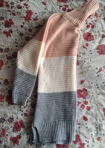 Renk Bloklu Boğazlı Triko Kadın Kazak - Görsel 2