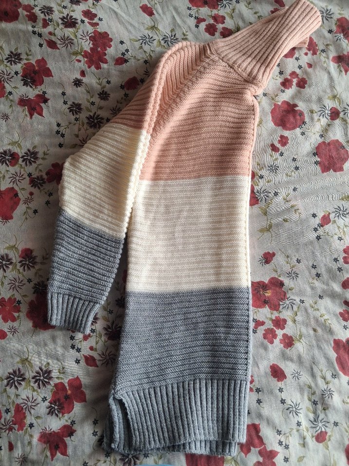 Renk Bloklu Boğazlı Triko Kadın Kazak - Görsel 2