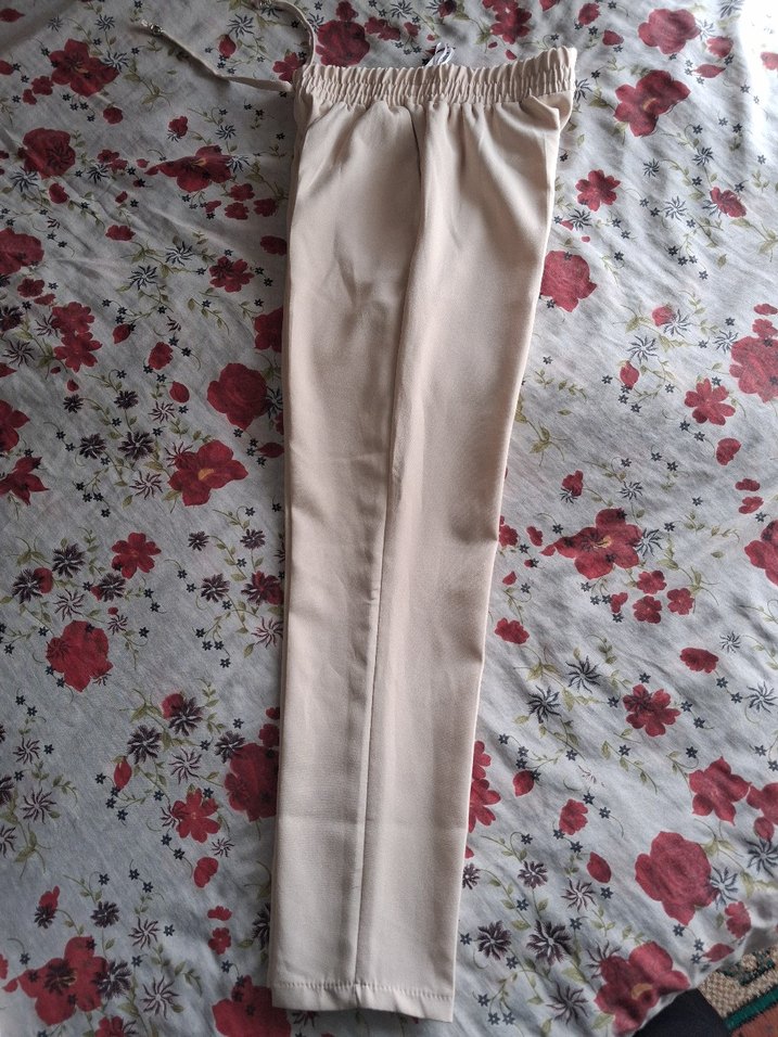 Bej Kadın Pamuk Kumaş Pantolon - Görsel 2