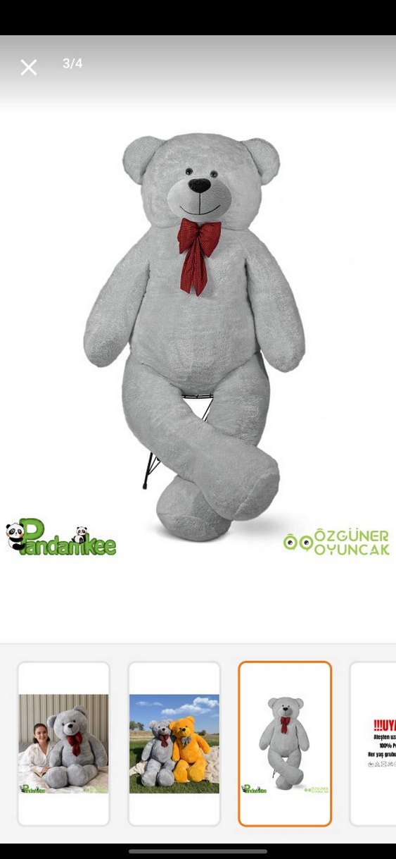 Büyük Gri Peluş Ayıcık Oyuncak - Görsel 2