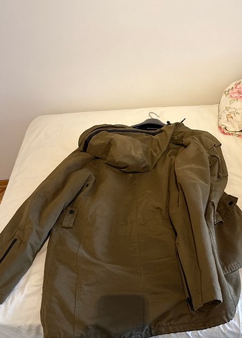 Haki Kamuflajlı Kemerli Erkek Ceket - Görsel 2