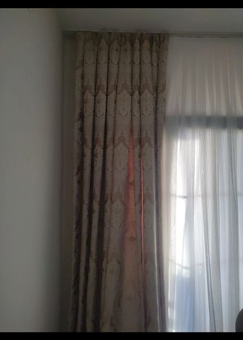 Bej Nakışlı Klasik Perde fon perde saten - Görsel 5