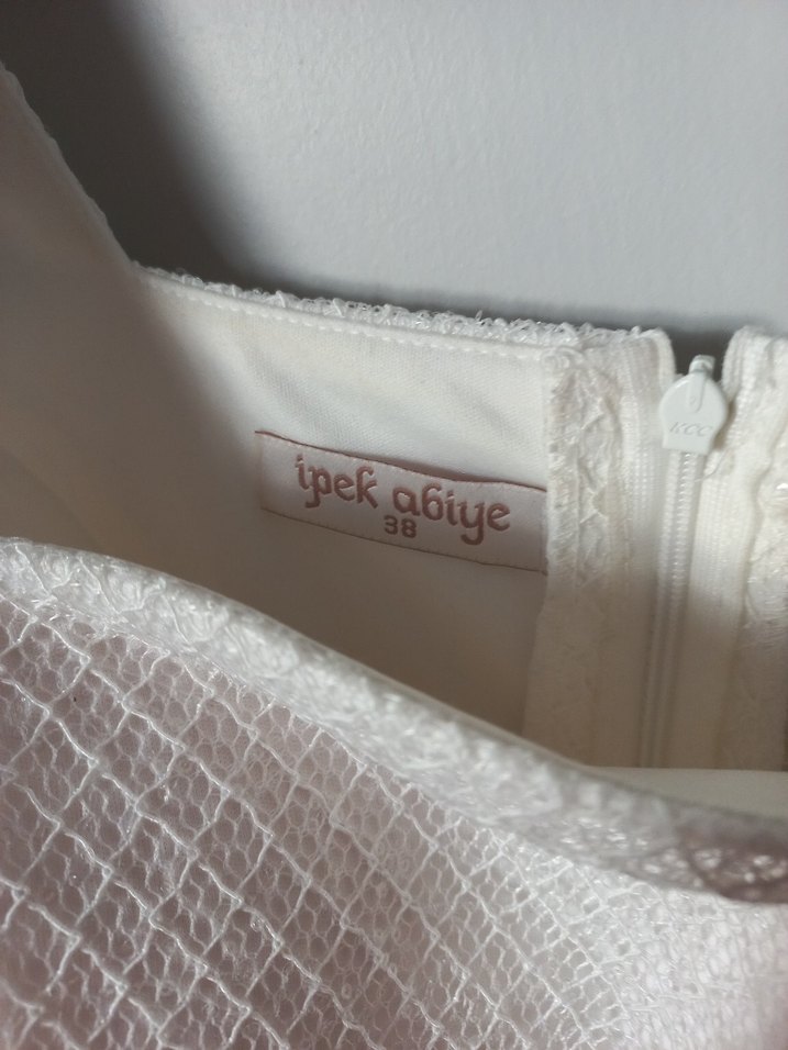 Beyaz Drapeli Uzun Abiye Elbise - Görsel 4