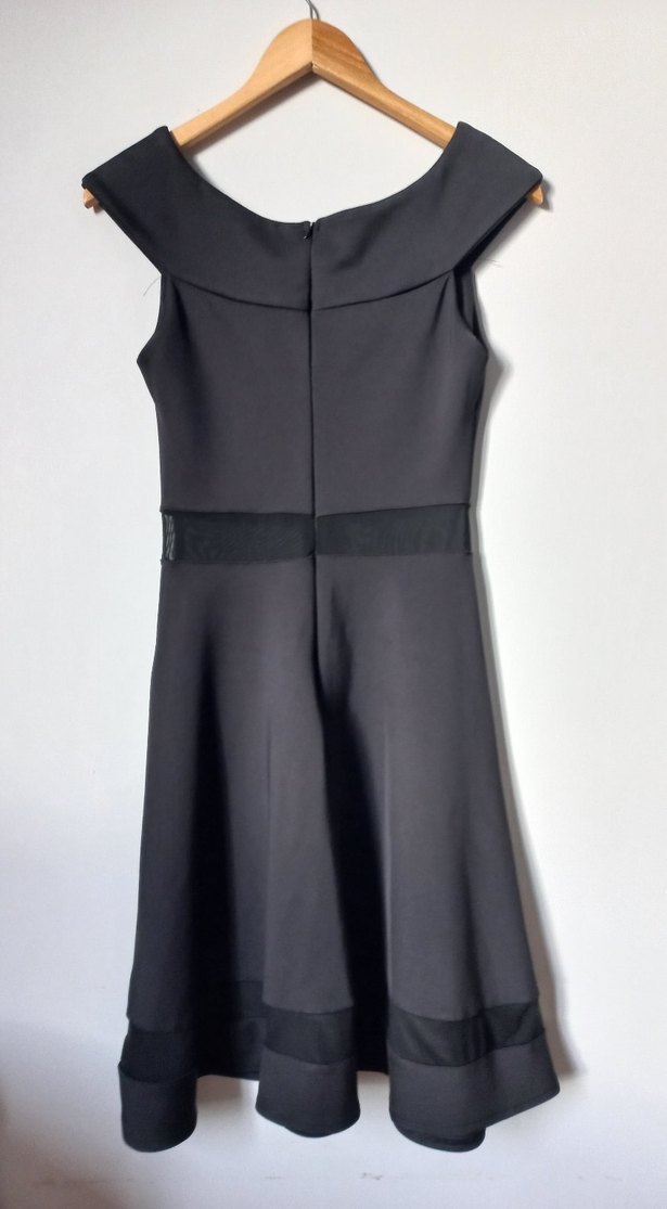 Siyah Midi Omuzu Açık Kadın Elbise - Görsel 2