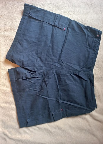 Koyu Mavi Kemerli Denim Bermuda Şort - Görsel 2