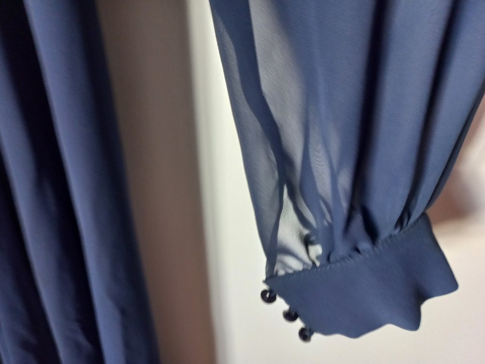 Lacivert Drapeli Uzun Kollu Kadın Elbise - Görsel 5