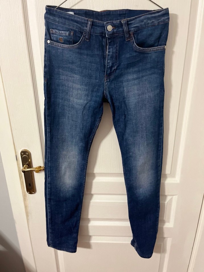 Erkek Lacivert Dar Kesim Denim Jean - Görsel 2