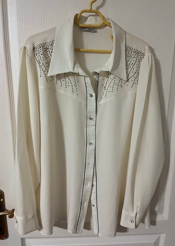 Vintage Beyaz Düğmeli Kadın Gömlek - Görsel 7