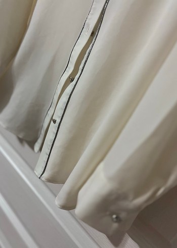 Vintage Beyaz Düğmeli Kadın Gömlek - Görsel 4