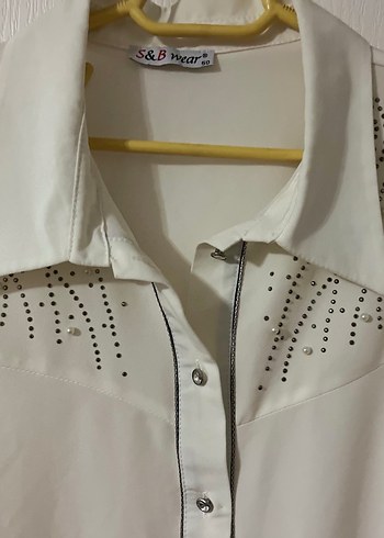 Vintage Beyaz Düğmeli Kadın Gömlek - Görsel 3