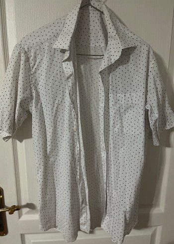 Gri Desenli Beyaz Erkek Kısa Kollu Gömlek - Görsel 4