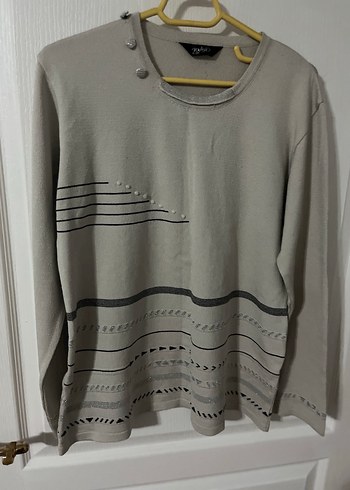 Gri Triko Uzun Kollu Kadın Kazak - Görsel 6