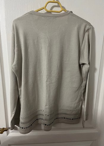 Gri Triko Uzun Kollu Kadın Kazak - Görsel 8