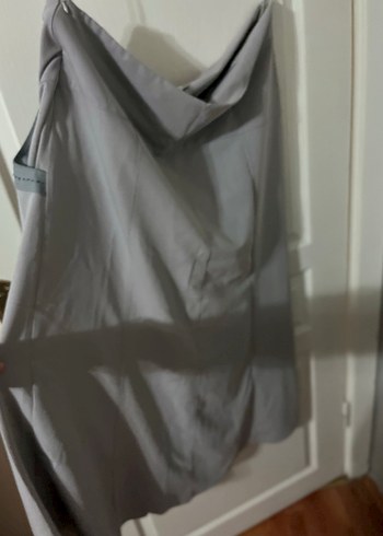 Gri Midi Kemerli Kadın Etek - Görsel 4