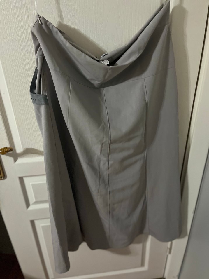 Gri Midi Kemerli Kadın Etek - Görsel 5