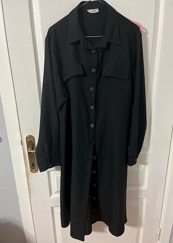 Düğmeli Siyah Kadın Uzun TUNİK - Görsel 3