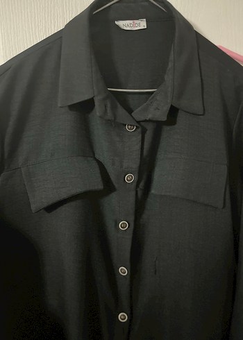 Düğmeli Siyah Kadın Uzun TUNİK - Görsel 5