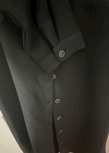 Düğmeli Siyah Kadın Uzun TUNİK - Görsel 4