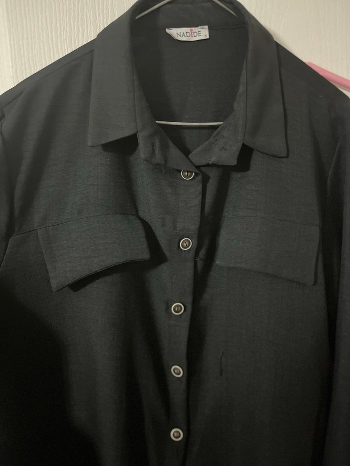 Düğmeli Siyah Kadın Uzun TUNİK - Görsel 5