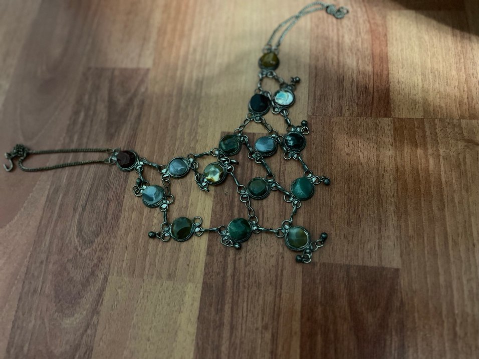 Uzun Zincir Detaylı Bohem Turkuaz Kolye - Görsel 2