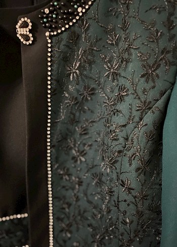 Siyah Kemerli Uzun Kadın Takım Elbise EŞARP İLE BERABER - Görsel 4