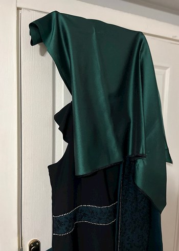 Siyah Kemerli Uzun Kadın Takım Elbise EŞARP İLE BERABER - Görsel 8