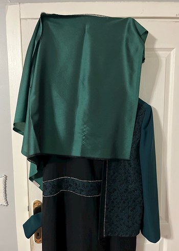 Siyah Kemerli Uzun Kadın Takım Elbise EŞARP İLE BERABER - Görsel 7