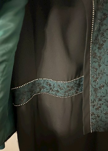 Siyah Kemerli Uzun Kadın Takım Elbise EŞARP İLE BERABER - Görsel 5