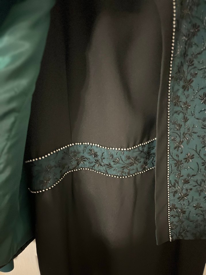 Siyah Kemerli Uzun Kadın Takım Elbise EŞARP İLE BERABER - Görsel 5