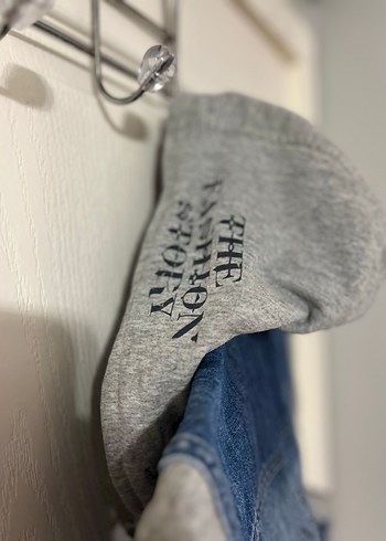 Gri Kapüşonlu Kot Yelek - Görsel 6