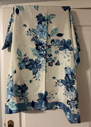 Drapeli Mavi Gri Kadın Şal - Görsel 4