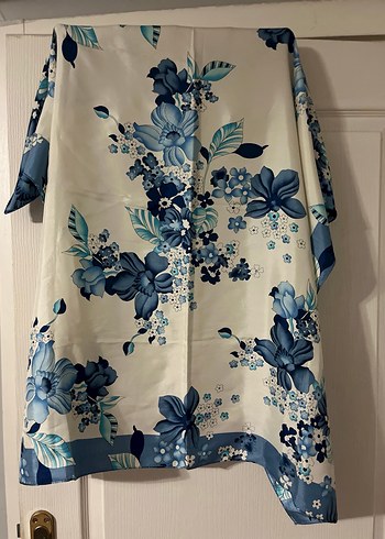 Drapeli Mavi Gri Kadın Şal - Görsel 5