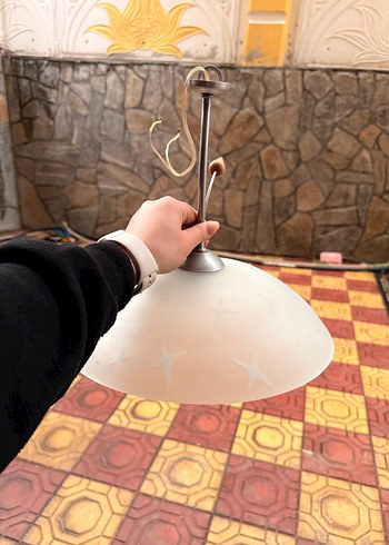 Bej Camlı Metal Sarkıt Lamba - Görsel 3