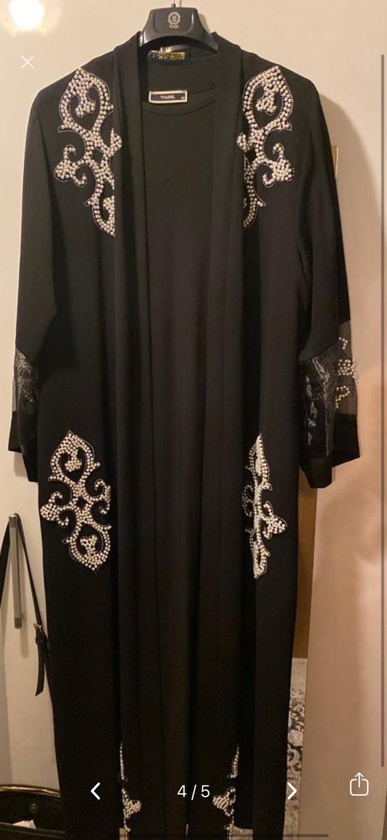 Boncuk İşlemeli Siyah Uzun Kadın Elbise - Görsel 2