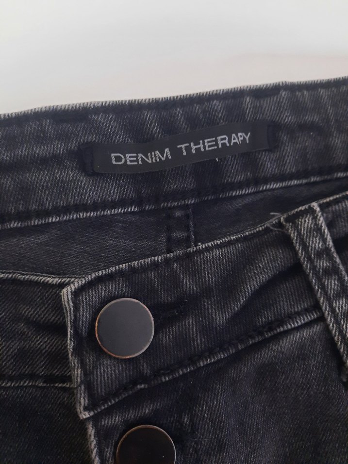 Gri Düğmeli Kadın Denim Pantolon - Görsel 4