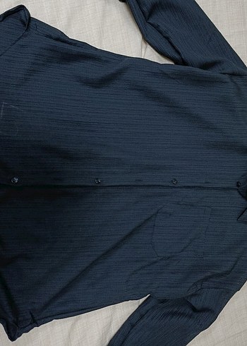 Siyah Keten Uzun Kollu Düğmeli Kadın Gömlek - Görsel 3