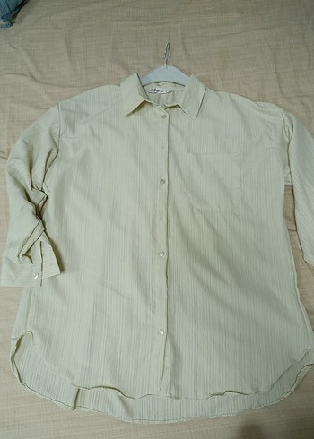 Kadın Krem Keten Düğmeli Gömlek - Görsel 5