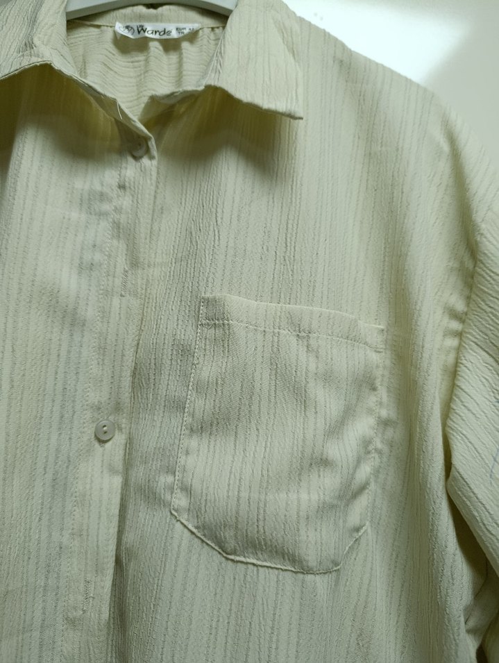 Kadın Krem Keten Düğmeli Gömlek - Görsel 4