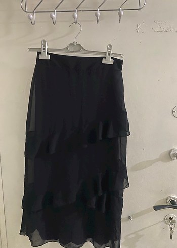 Pileli şifon midi etek - Görsel 3