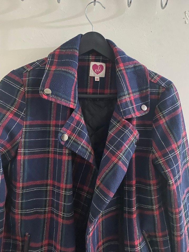 Düğmeli Ekose Midi Kadın Kaban - Görsel 2